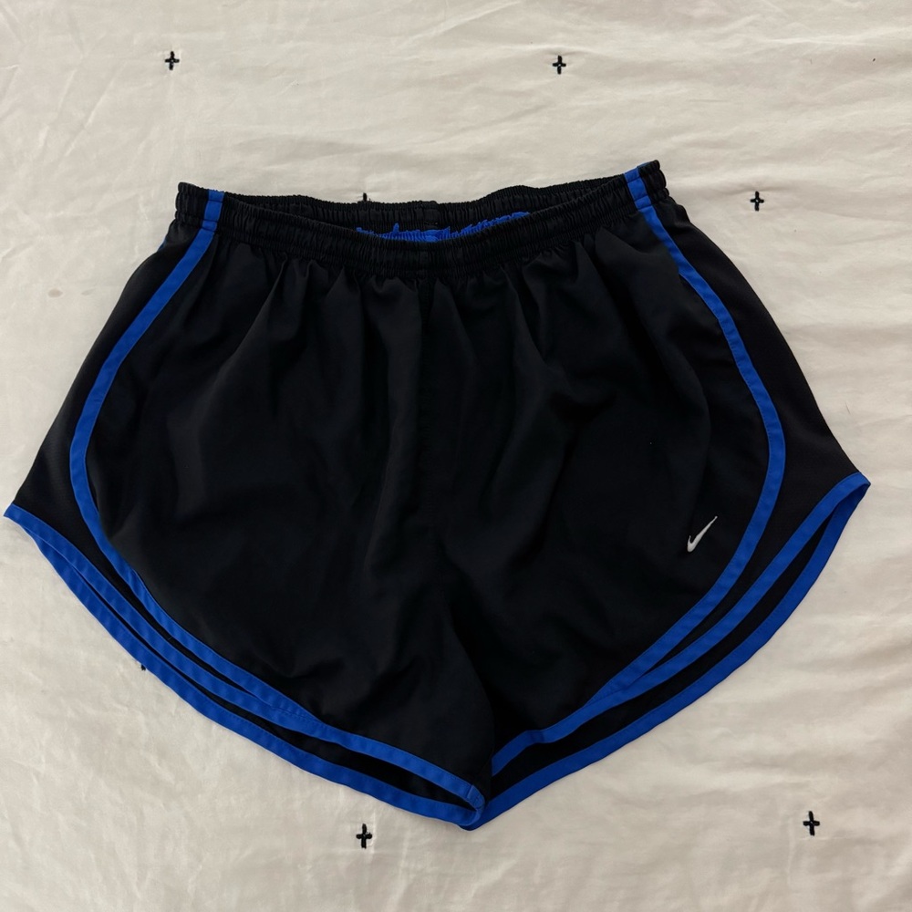 Women's Black and Blue Athletic Shorts